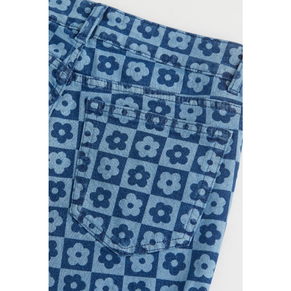 H&M Low Flare Flower Power Denim Blue Jeans - Picture 3 of 5